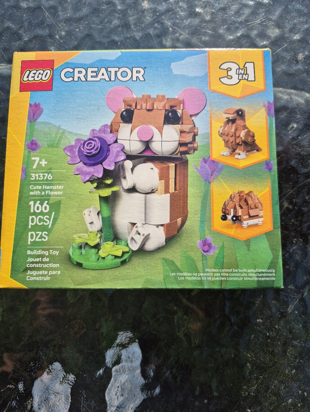 LEGO Creator Brown White Pink Hamster with Purple Flower